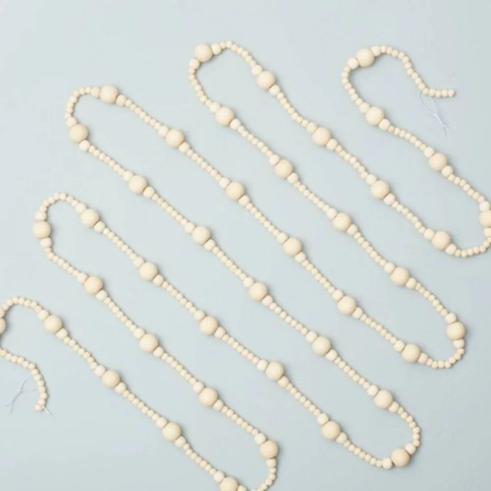 Hearth & Hand 12' Natural Wood Beaded Garland-QTY 1